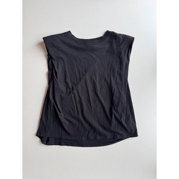 Lot of 2 Aritzia BABATON Black Grey Cotton Jersey Shoulder Pad T-Shirts, Size L - Picture 2 of 14